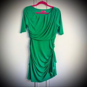 Betsey Johnson Green Draped Dress